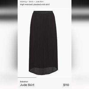 Aritzia Babaton Jude Skirt Pleated Black XS